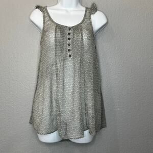 Grey greenish sheer Printed Tank Top